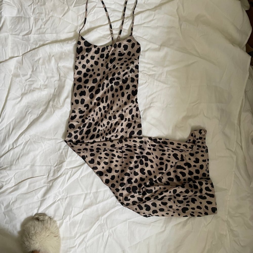 Satin Dalmatian Print Maxi Dress